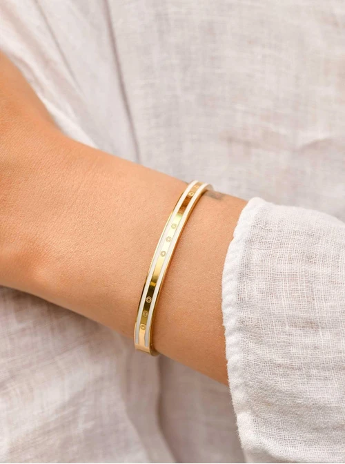 Bransoletka sztywna, Rozeta Vezzi, stal pozłacana S109935Z02