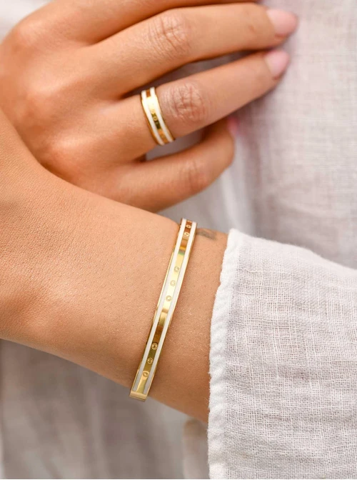 Bransoletka sztywna, Rozeta Vezzi, stal pozłacana S109935Z02