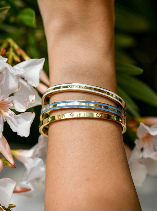 Bransoletka sztywna, Rozeta Vezzi, stal pozłacana S109935Z02