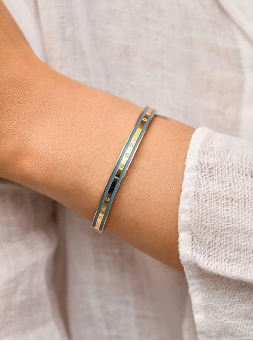 Bransoletka sztywna, Rozeta Vezzi, stal pozłacana  S109935Z04