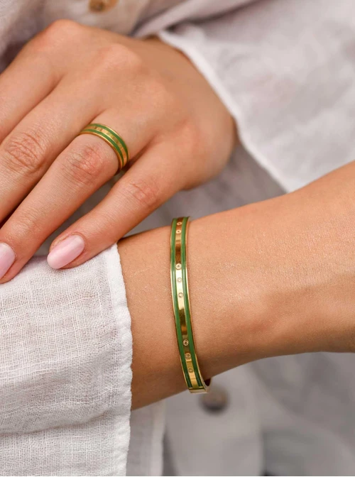 Bransoletka sztywna, Rozeta Vezzi, stal pozłacana S109935Z05