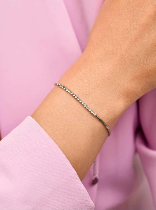 Bransoletka tenisowa, kryształki, stal S109906S00