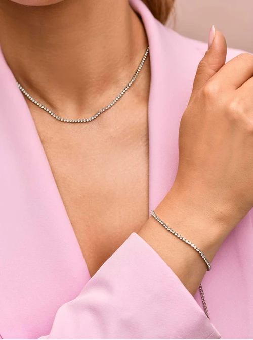 Bransoletka tenisowa, kryształki, stal S109907S00