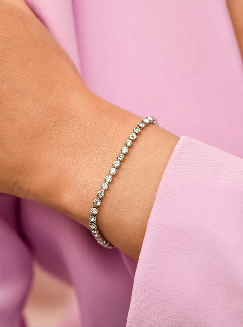 Bransoletka tenisowa, kryształki, stal S109912S00