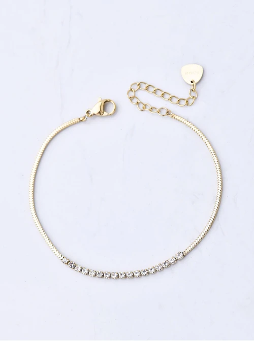 Bransoletka tenisowa, kryształki, stal pozłacana S109906Z00