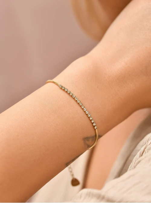 Bransoletka tenisowa, kryształki, stal pozłacana S109906Z00