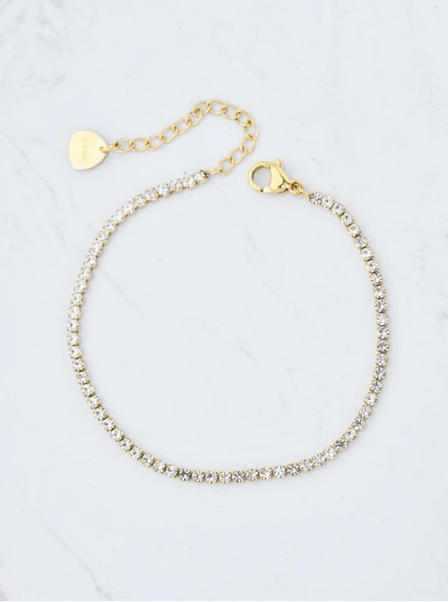 Bransoletka tenisowa, kryształki, stal pozłacana S109907Z00