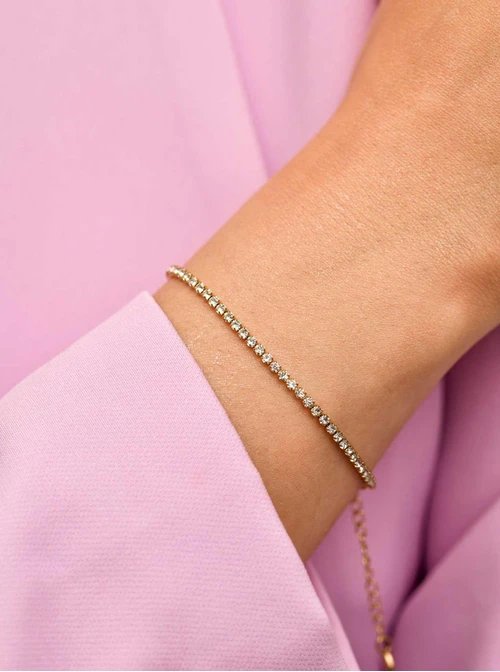 Bransoletka tenisowa, kryształki, stal pozłacana S109907Z00