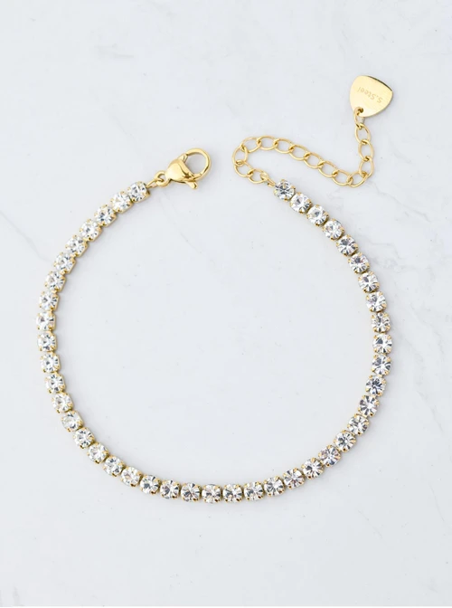 Bransoletka tenisowa kryształki, stal pozłacana S109912Z00