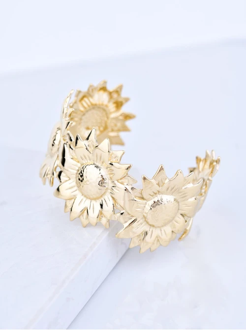 Bransoletka kwiaty, stal pozłacana S109652Z00