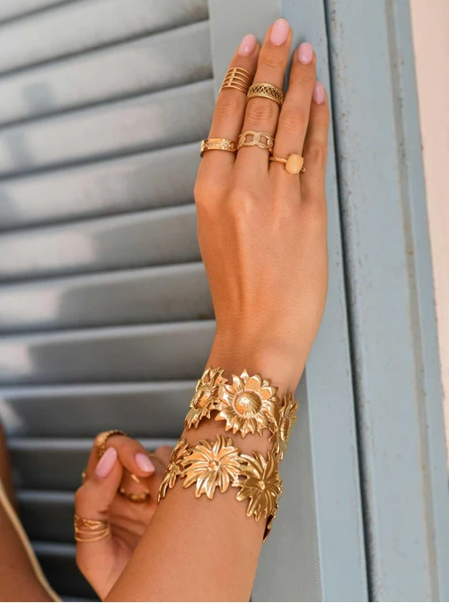 Bransoletka kwiaty, stal pozłacana S109652Z00