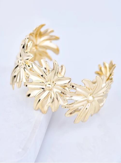 Bransoletka kwiaty, stal pozłacana S109656Z00