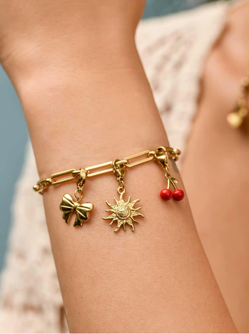 Bransoletka łańcuch, baza Charms, stal pozłacana S109776Z00