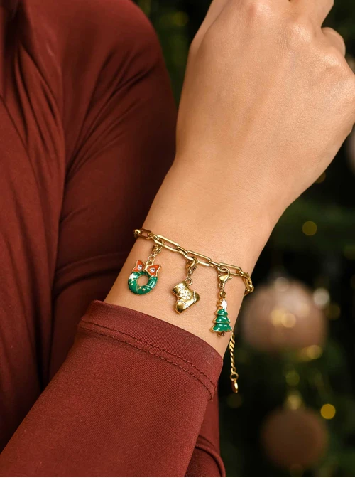 Bransoletka łańcuch, baza Charms, stal pozłacana S109776Z00