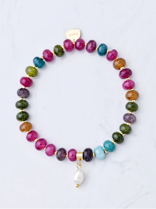 [Zestaw] Choker rozgwiazda, Turmalin, stal pozłacana S309755Z00