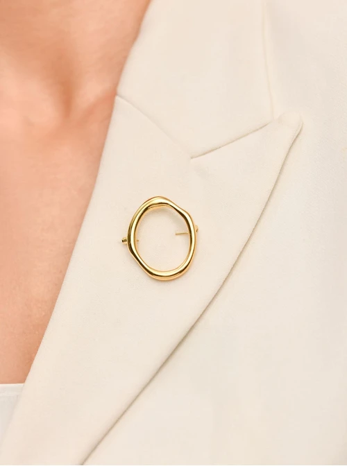 Broszka geometryczny kształt, stal pozłacana S709876Z00