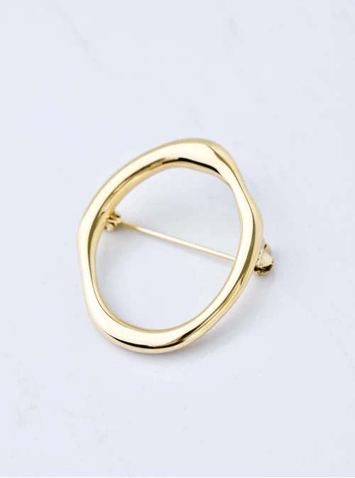 Broszka geometryczny kształt, stal pozłacana S709876Z00