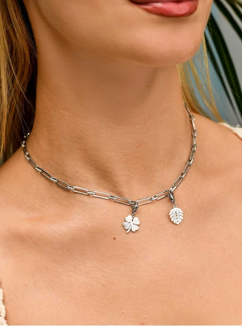 [Zestaw] Naszyjnik łańcuch, baza Charms, stal S309775S00