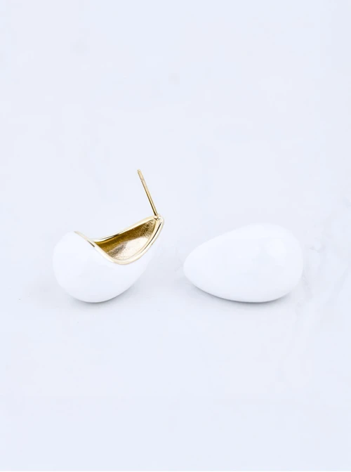 Kolczyki białe krople, stal pozłacana S209919Z02