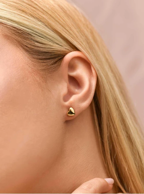 Kolczyki dmuchane serduszka, stal pozłacana S209969Z00