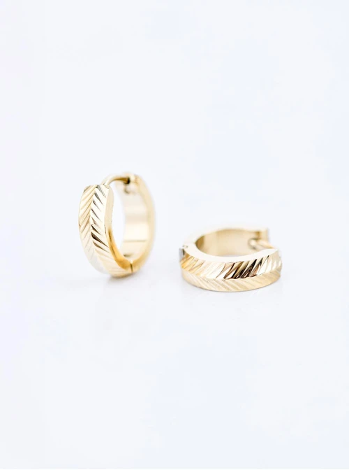 Kolczyki frezowane kółeczka, stal pozłacana S209878Z00