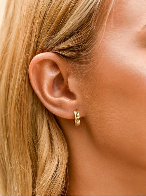 Kolczyki frezowane kółeczka, stal pozłacana S209878Z00