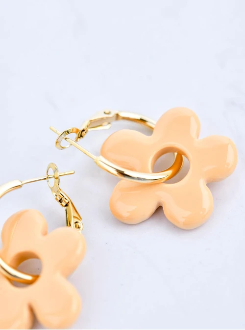 Kolczyki karmelowy kwiatek, stal pozłacana S209675Z12