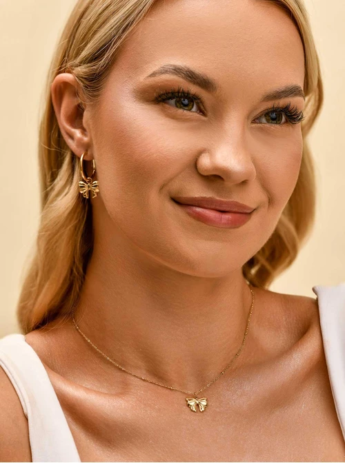 Kolczyki kokardka, stal pozłacana S209900Z00