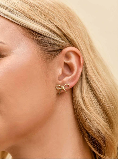 Kolczyki kokardki, stal pozłacana S209898Z00