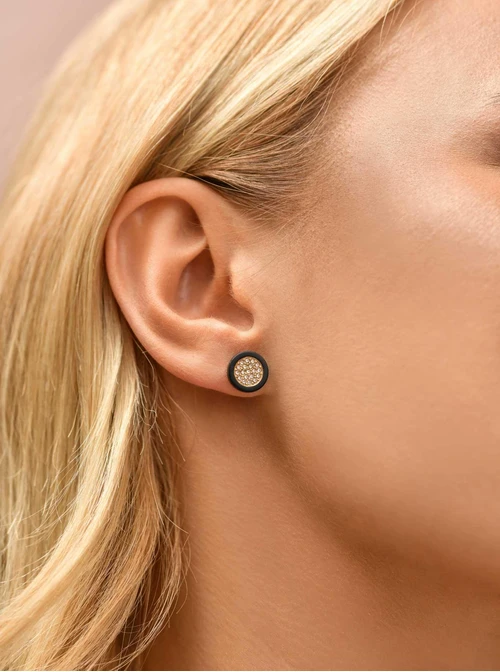 Kolczyki kółeczka z kryształkami, stal pozłacana S209473Z00