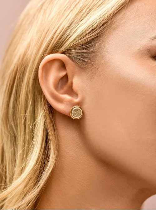 Kolczyki kółeczka z kryształkami, stal pozłacana  S209475Z06