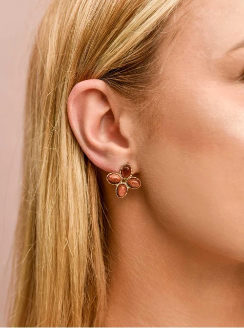 Kolczyki koniczynki, Piasek Pustyni, stal pozłacana S209725Z00