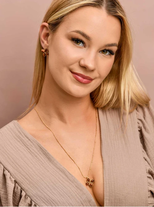 Kolczyki koniczynki, Piasek Pustyni, stal pozłacana S209725Z00