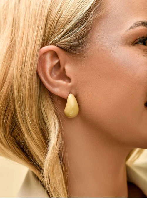 Kolczyki kremowe krople, stal pozłacana S209931Z15