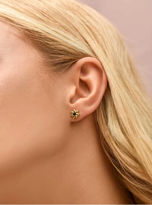 Kolczyki kwiatuszki, kryształek, stal pozłacana S209826Z00