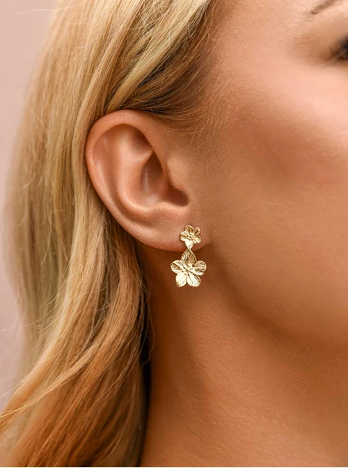 Kolczyki kwiatuszki, stal pozłacana S209676Z00
