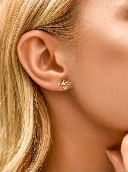 Kolczyki kwiatuszki, stal pozłacana S209685Z00