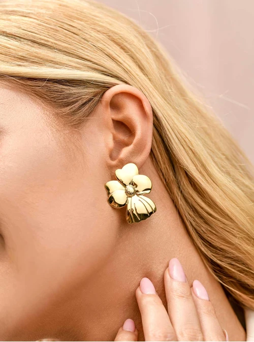 Kolczyki kwiaty, stal pozłacana S209668Z00