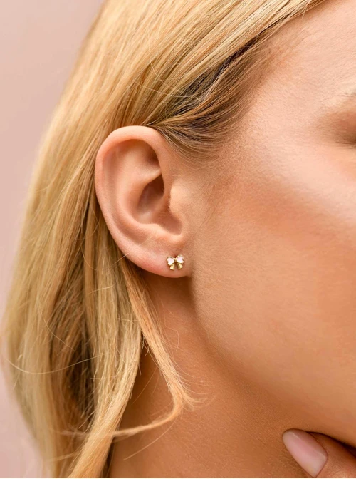 Kolczyki malutkie kokardki, stal pozłacana S209955Z06