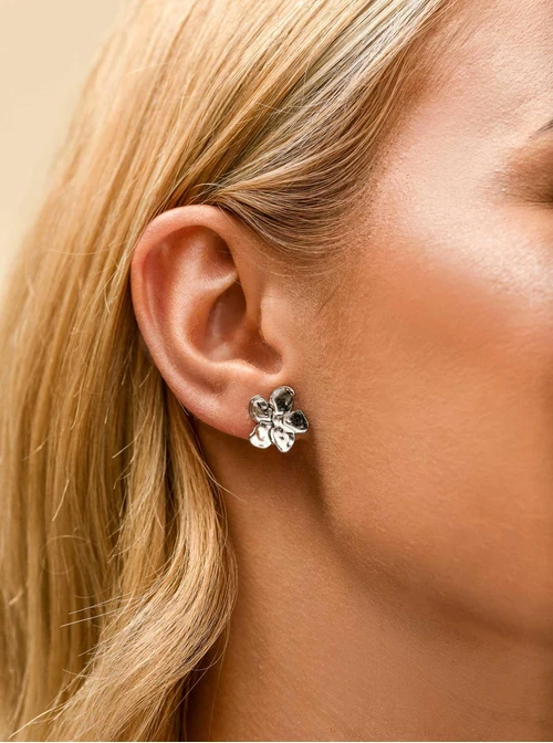 Kolczyki młotkowane kwiatuszki, stal S209463S00