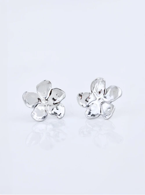 Kolczyki młotkowane kwiatuszki, stal S209463S00