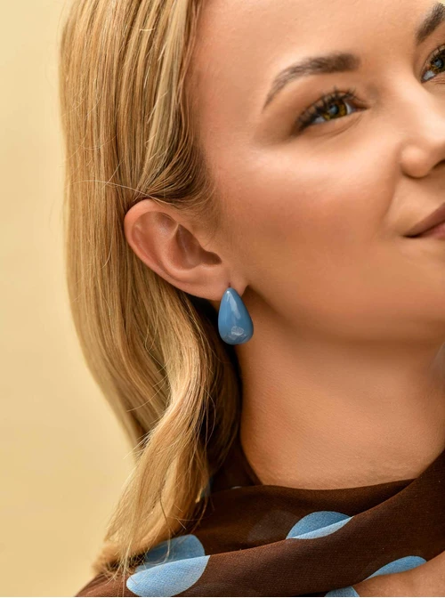 Kolczyki niebieski krople, stal pozłacana S209922Z04