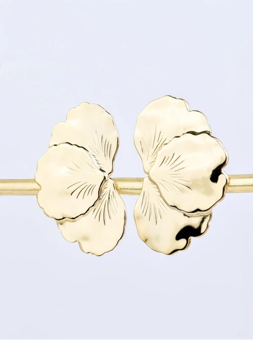 Kolczyki płatki kwiatów, stal pozłacana S209446Z00
