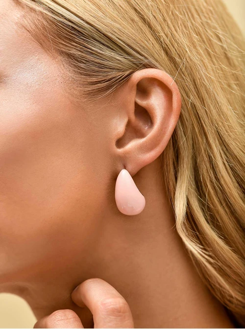 Kolczyki różowe krople, stal pozłacana S209916Z06