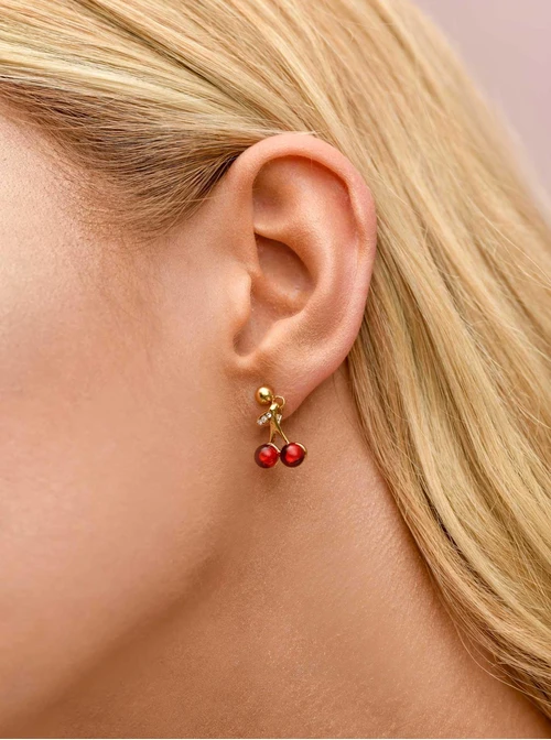 Kolczyki wisienki, stal pozłacana S209770Z03