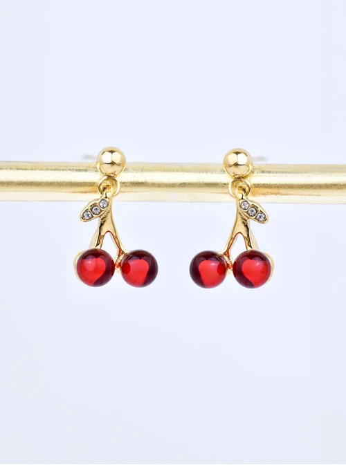 Kolczyki wisienki, stal pozłacana S209770Z03