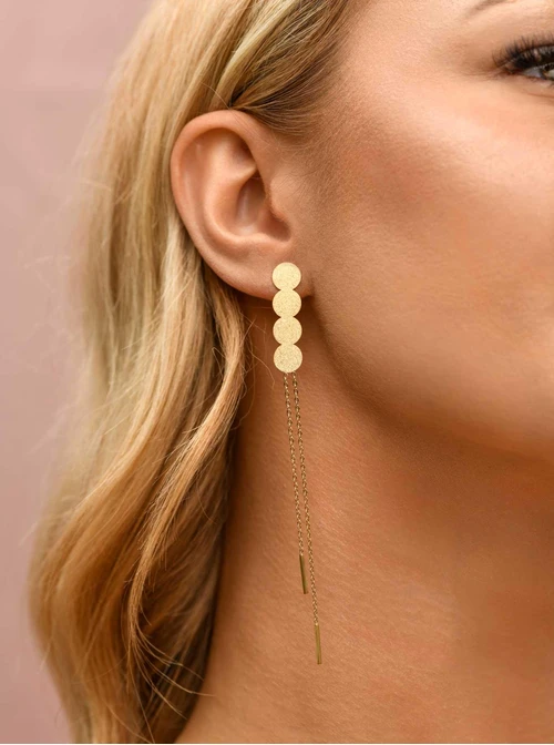 Kolczyki wiszące kółeczka, stal pozłacana S209798Z00