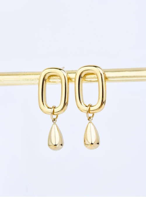 Kolczyki wiszące krople, stal pozłacana  S209871Z00