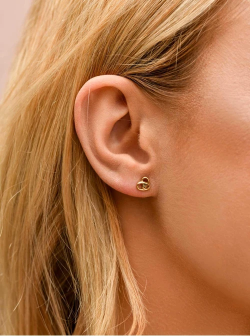 Kolczyki zaplatane serduszka, stal pozłacana S209958Z00