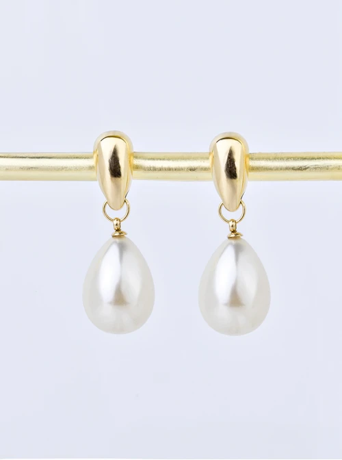 [Zestaw] Naszyjnik długi, dmuchana kropla, stal pozłacana  S309855Z00